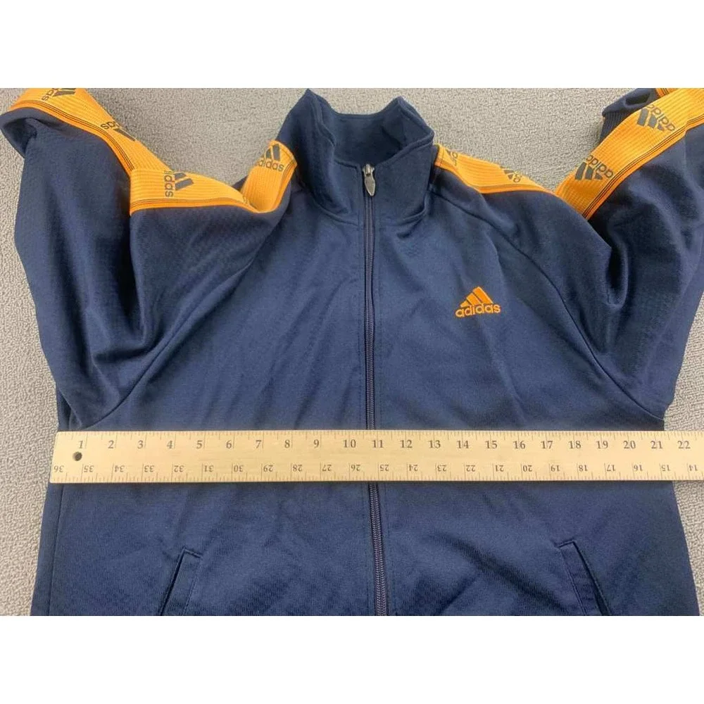 Y2k Adidas Track Jacket Men M Blue Orange Stripe Multi Logo Drawstring Made 2008